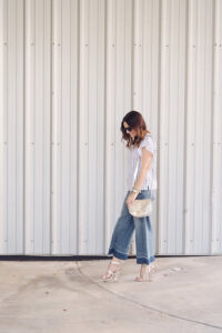 Caroline styles the flared sleeve trend in Draper James Cloister top