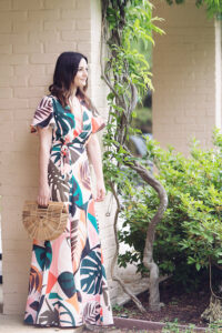 palm print maxi dress